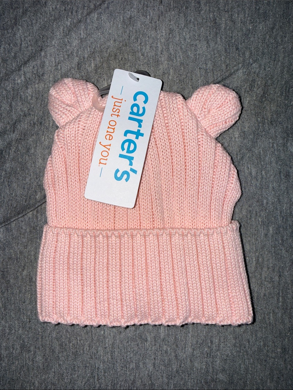 Carter's Light Pink Knit Beanie with Bear Ears
